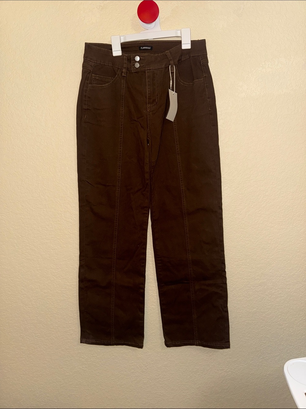 Flamingals Brown High Rise Straight Leg Pants NWT Size Medium